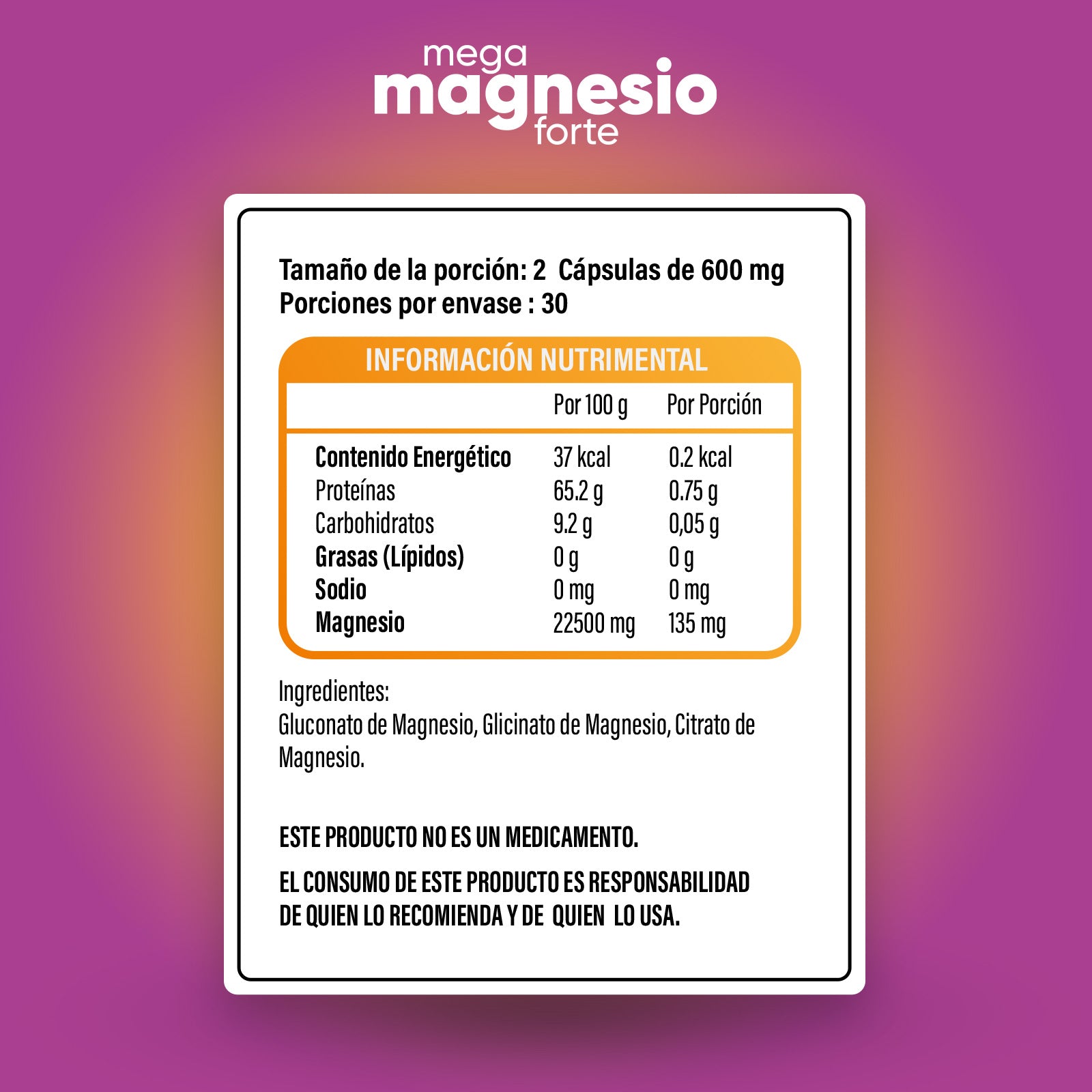 Gluconato de Magnesio, Glicinato de Magnesio, Citrato de Magnesio.